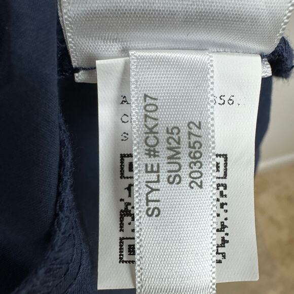 J.Crew Pintuck Mixy Dress Stretch Cotton Midi A line Minimalist Navy Medium NWT - Picture 11 of 12